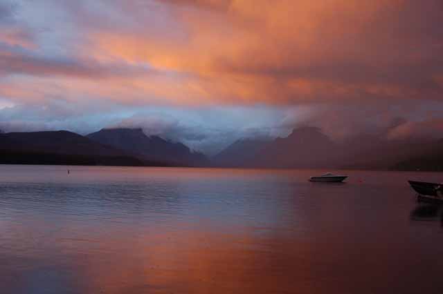 sunset over Lake McDonald